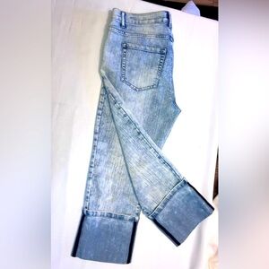 Jones New York BLEECKER Crop LG Cuff Indigo Acid Wash Jeans W8